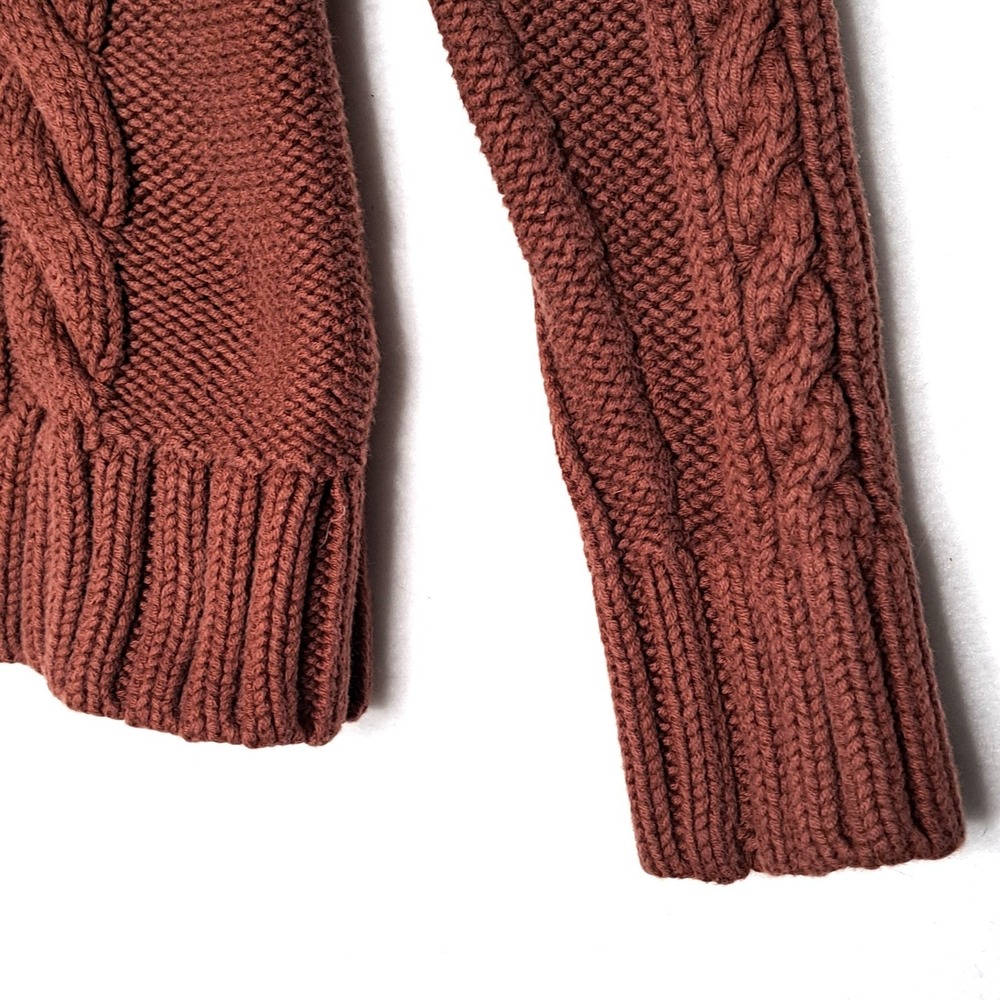 LL Bean Cable Knit Sweater Womens XS Petite Terracotta Cotton Crewneck Pullover - Picture 10 of 15